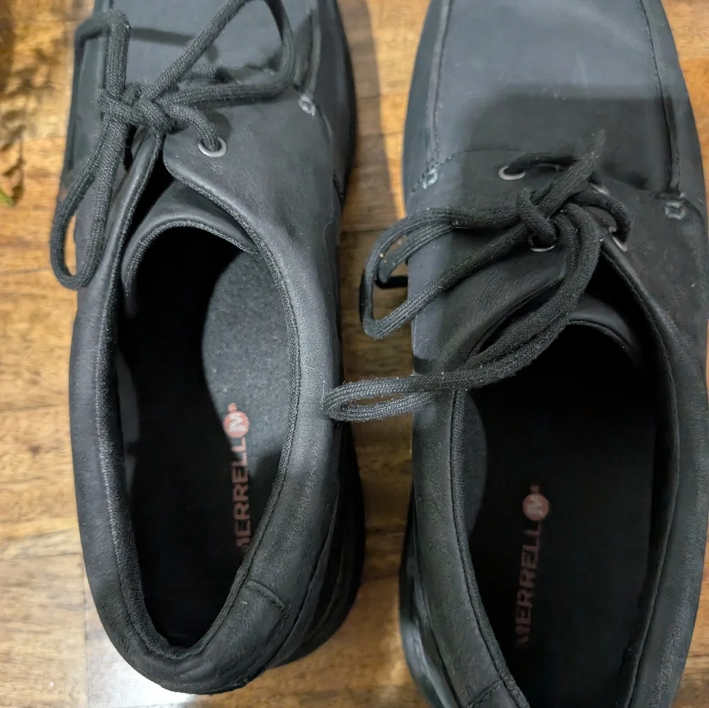 Merrell Men's World Vue Lace Oxford Black Full Grain Leather‎ (SZ 14) J94031